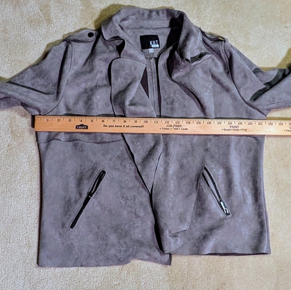 Women's Kut from the Kloth Jacee Draped Gray Faux Suede Moto Jacket | Size XL - Picture 8 of 11